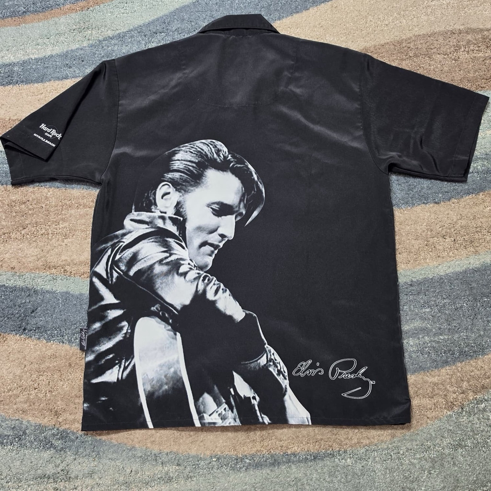 Dragonfly Shirt Mens Medium Elvis Presley Button Up Black Hard Rock Myrtle Beach - Picture 2 of 10